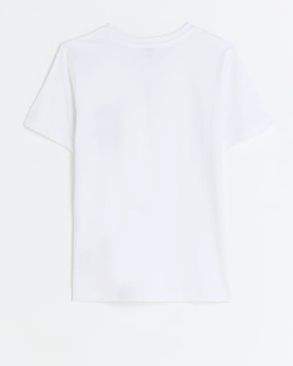 Boys white bear print t-shirt
