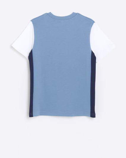 Boys blue colour block t-shirt