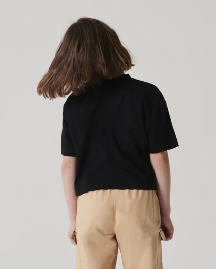 Girls black graphic t-shirt