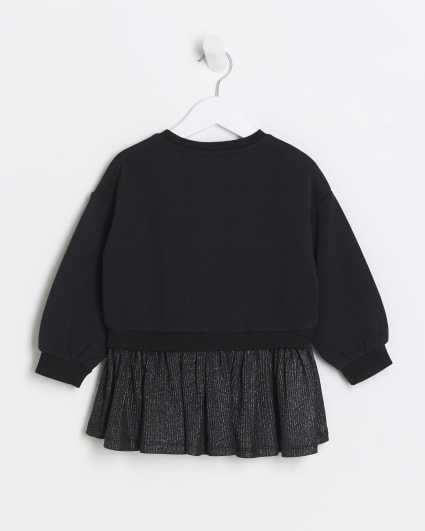 Mini Girls Black Peplum Sweatshirt