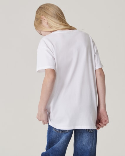 Girls white corsage love t-shirt