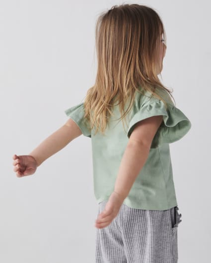 Mini girls green graphic heart t-shirt