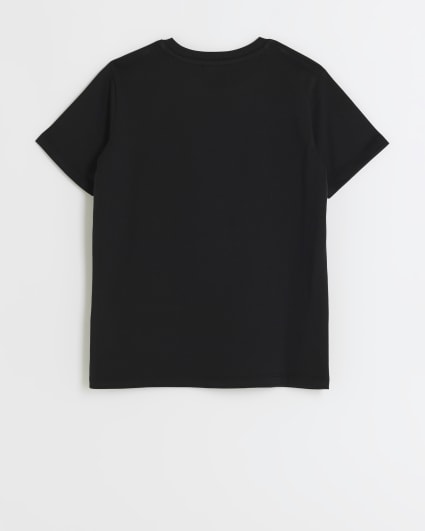 Boys black graphic embellished t-shirt