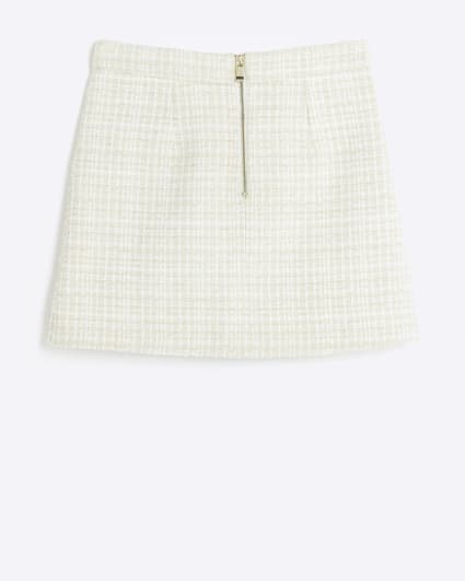 Girls cream boucle skirt