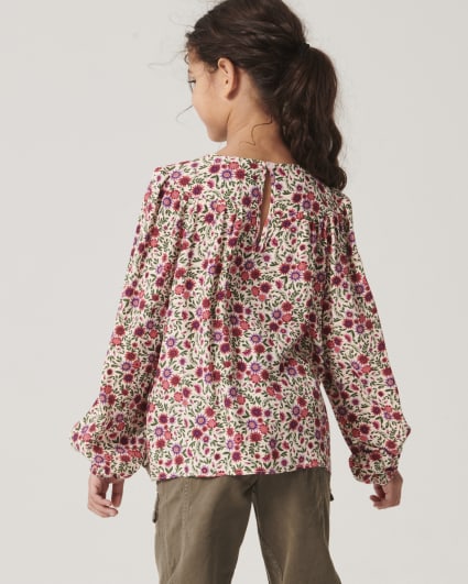 Girls pink floral blouse