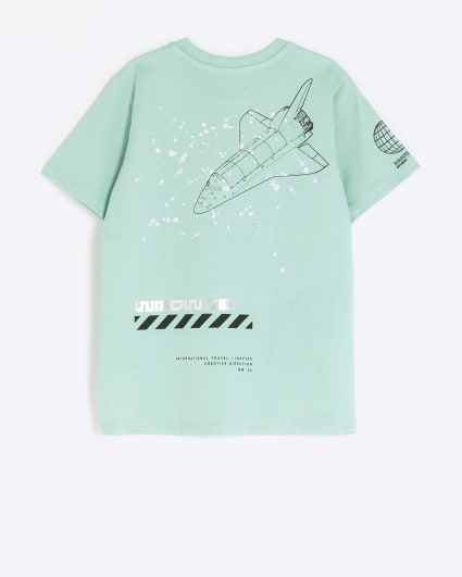 Boys blue space rocket back graphic t-shirt