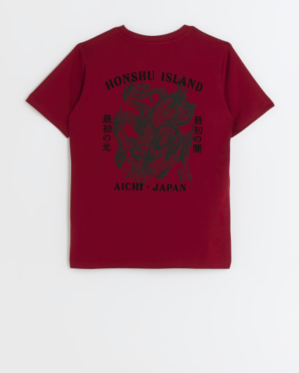 Boys red dragon back graphic t-shirt