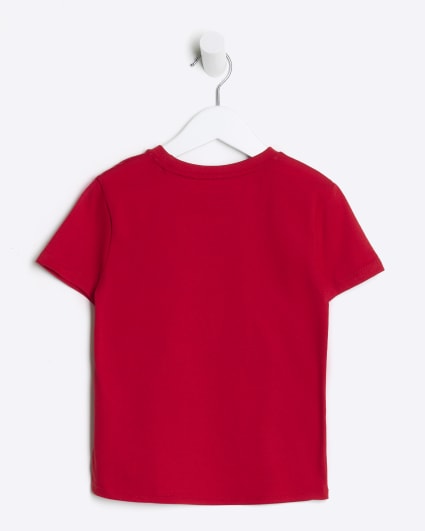 Mini boys red bear print t-shirt
