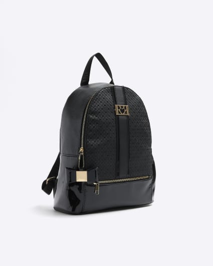 Girls black RI monogram backpack