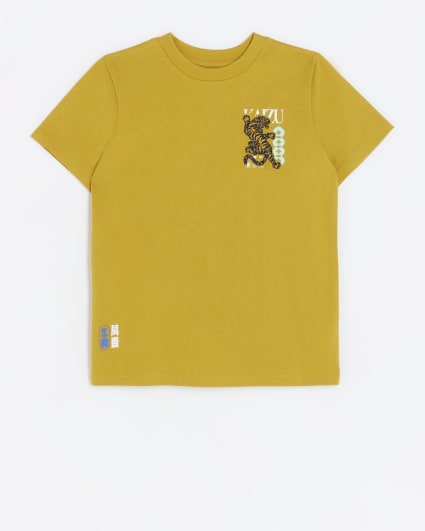 Boys yellow tiger back graphic t-shirt