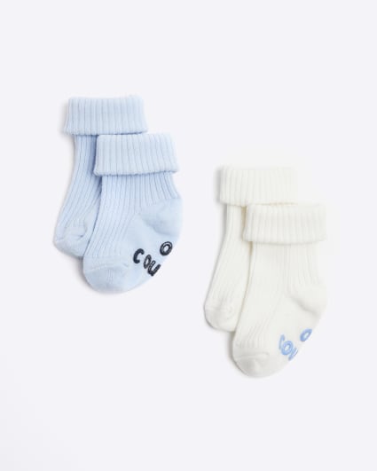 Baby boys blue turnover socks 2 pack