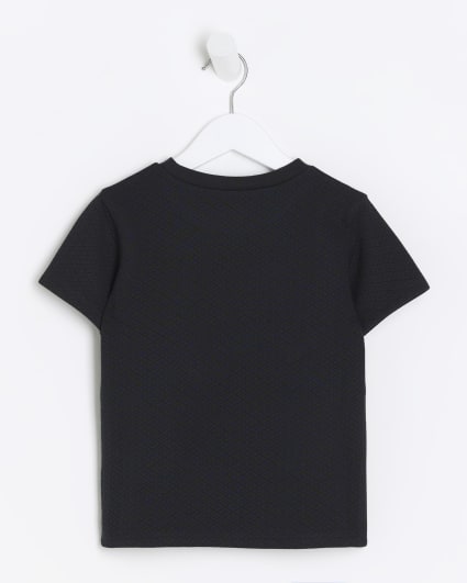 Mini boys black textured t-shirt