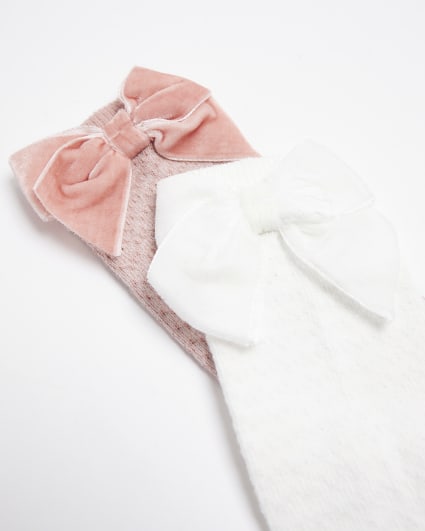 Baby girls pink bow socks 2 pack