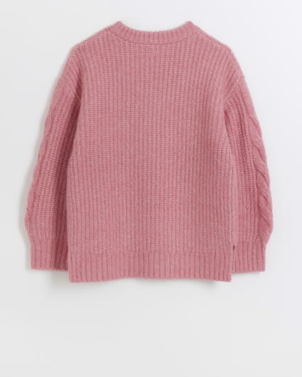 Girls pink cable knit jumper