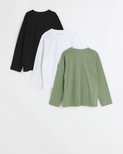 Boys khaki RI long sleeve t-shirt 3 pack