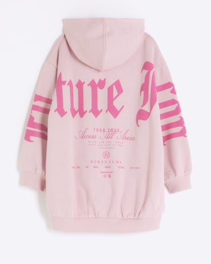 Girls pink graphic oversized hoodie