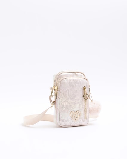 Girls pink heart quilted festival bag