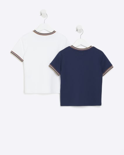 Mini boys white RI taped t-shirt 2 pack