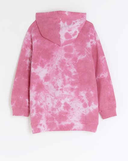 Girls pink tie dye heart hoodie