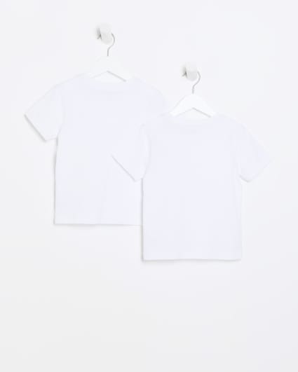 Mini boys white RI t-shirt 2 pack
