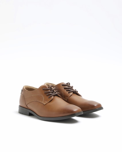 Brown wide fit point toe smart shoes