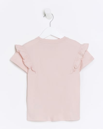 Mini girls pink frill kindness t-shirt