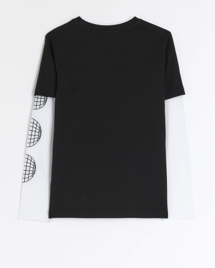Boys black graphic long sleeve t-shirt