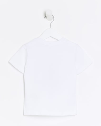 Mini boys white bear print t-shirt