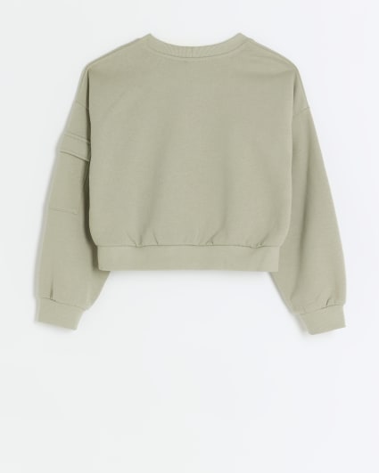 Girls khaki cargo sweatshirt