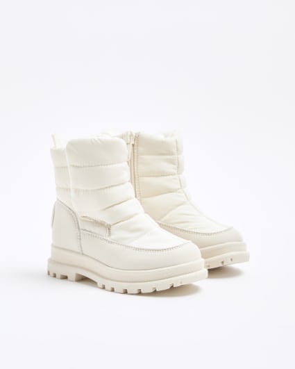 Mini girls cream padded boots