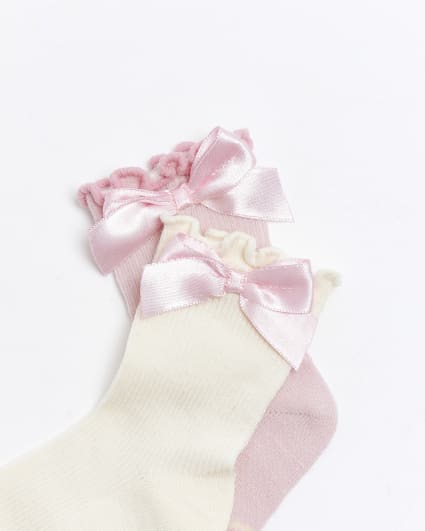 Mini girls white bow sock 2 pack