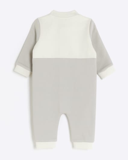 Baby boys grey colour block all in one