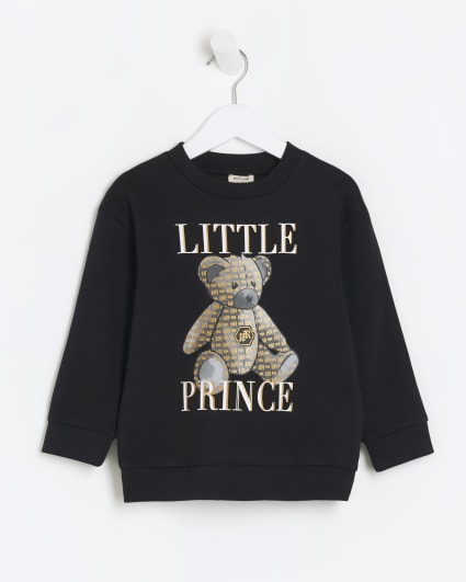 Mini boys black bear graphic sweatshirt