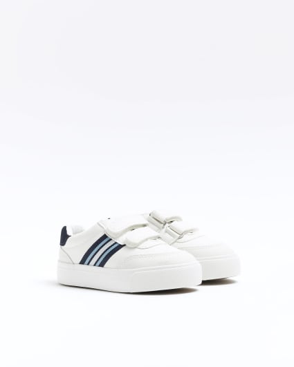 Mini boys white striped trainers