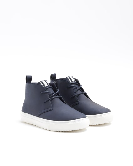 Boys Navy Lace up Boots