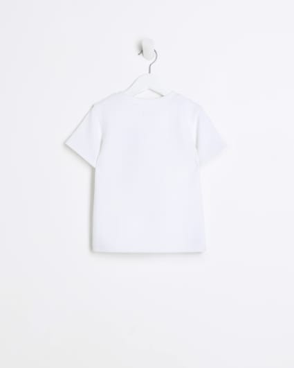 Mini boys white textured t-shirt