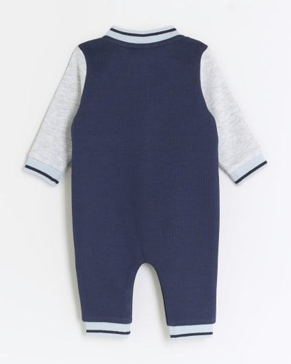 Baby boys blue Colour Blocked all in one