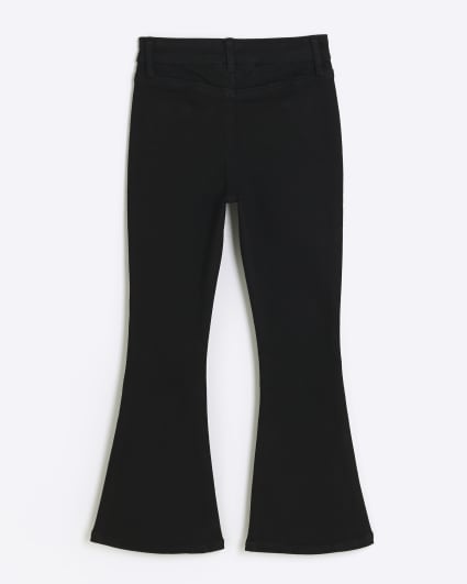 Girls Black Front Pocket Flare Jeans