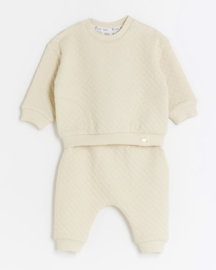 Baby cream quilted sweatshirt set