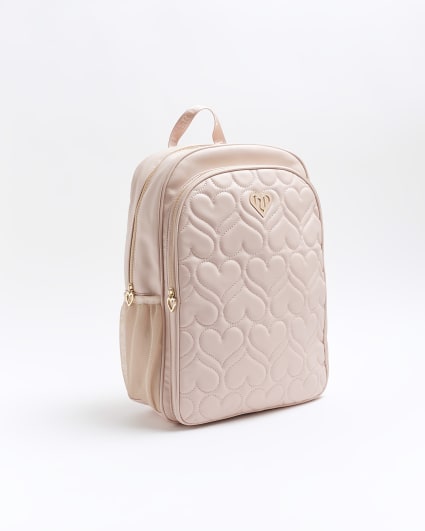 Girls pink heart quilted extra large backpack