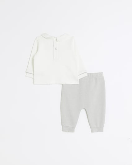 Baby boys grey bow tie top and trousers set