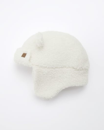 Baby cream borg trapper hat
