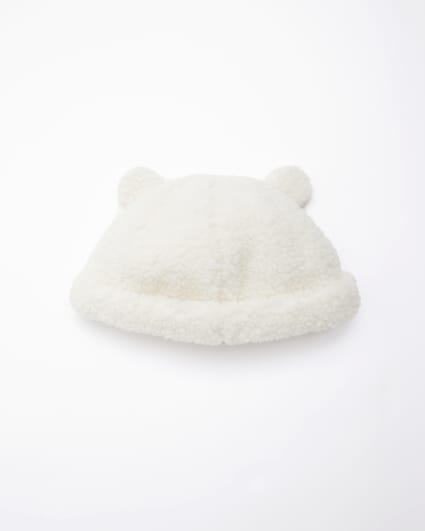 Baby cream borg beanie hat