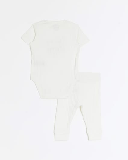 Baby White I Love My Mummy Rib Bodysuit set
