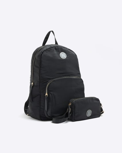 Girls black nylon backpack and bag bundle