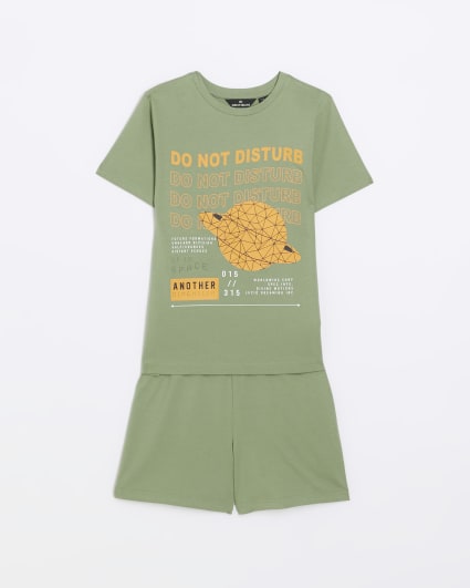 Boys khaki 'Do Not Disturb' pyjama set
