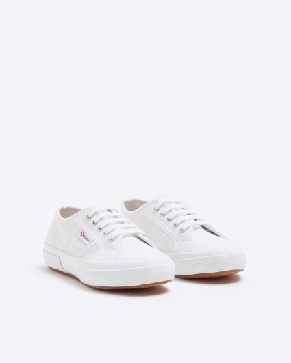 Girls white Superga lace up trainers