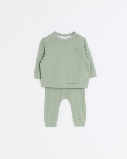 Baby boys khaki sweatshirt and leggings set