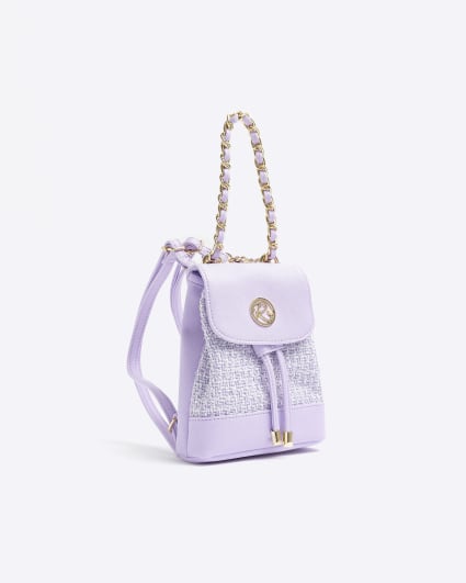 Girls purple boucle mini backpack