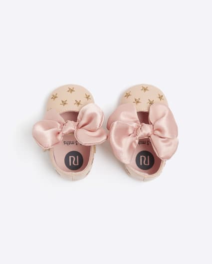 Baby girls pink star bow ballet shoes